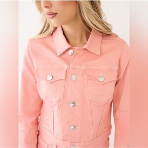 True Religion Women Peach Denim Jesse Jacket Size XL